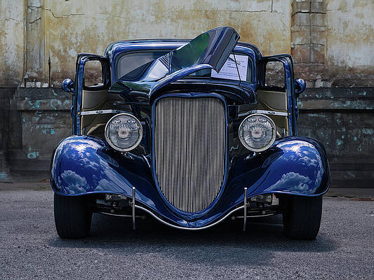 Vintage Photograph - Vintage Dark Blue Vehicle by Robert Niemeier