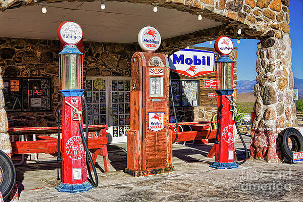 Wall Art featuring the photograph Vintage Gas Pumps - Route 66, Arizona by Tatiana Travelways