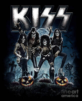Rock And Roll Digital Art - Vintage KISS Rock Band Illustration by Kirania Finest