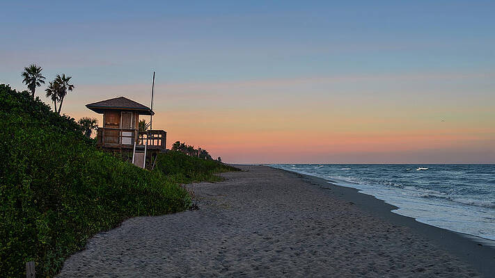 Serene Wall Art featuring the photograph Vintage Lifeguard Shack by Laura Fasulo