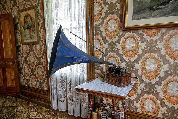 Wall Art featuring the photograph Vintage Phonograph In Farmhouse by John Twynam