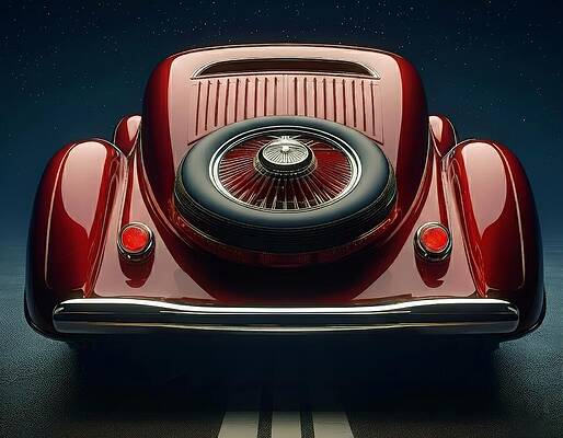 Classic Car Under Starry Night Sky Digital Art