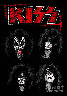 Rock And Roll Digital Art - Vintage Retro KISS Artwork For Music Fans by Kirania Finest