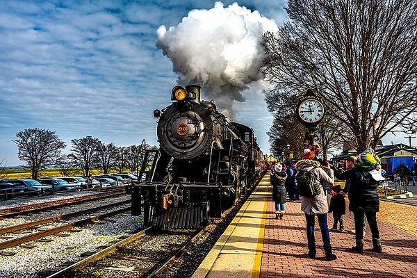 Vintage Steam Train at Station Wall Art