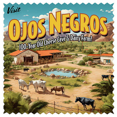 Wall Art featuring the digital art Vintage Style Ojos Negros, Mexico Postcard by William Scott Koenig