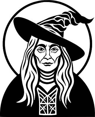 Black And White Wall Art featuring the digital art Vintage Witch by Annalisa Rivera-Franz