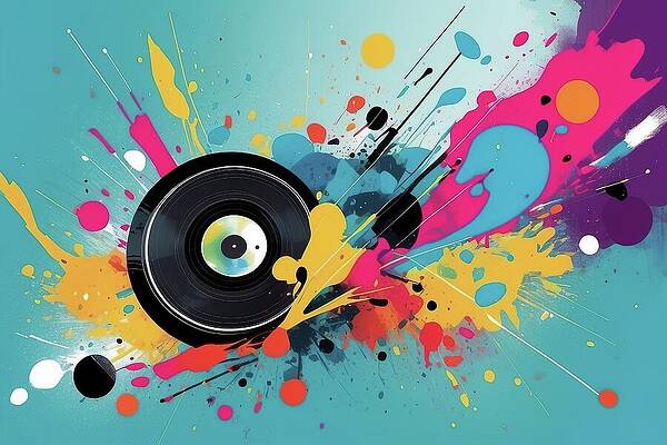 Wall Art featuring the digital art Vinyl Splash The Colorful Sound Of Music -  AM1210 by Don Northup