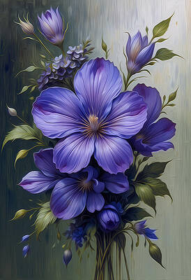 Vibrant Purple Flower Bouquet Digital Art