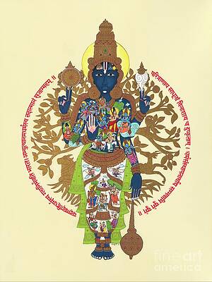 Buddha Wall Art featuring the painting Viswaroopam by Aanya's Art 4 Earth