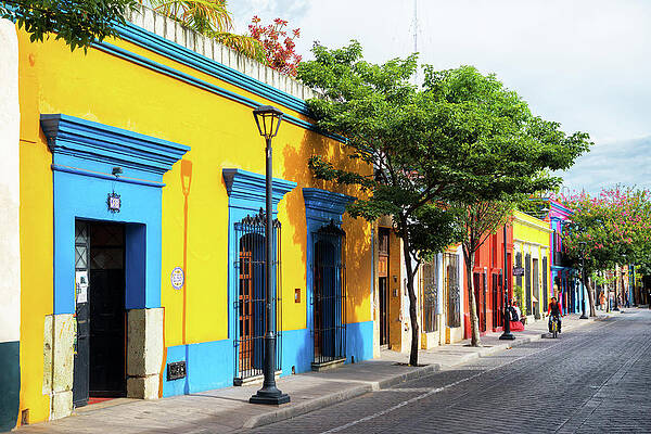 Travel Photograph - Viva Mexico Collection - Oaxaca Colorful Street I by Philippe HUGONNARD