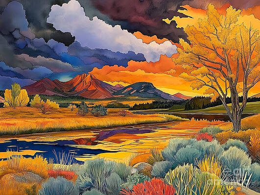 Vivid Autumn Landscape Painting