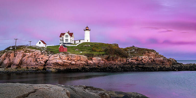 Reflection Photograph - Vivid Sunset At Nubble Lighthouse by Richard DeYoung