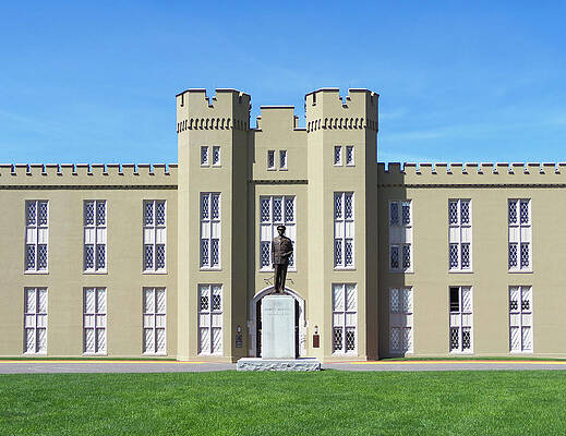 Wall Art featuring the photograph VMI Barracks, Marshall Arch by Deb Beausoleil