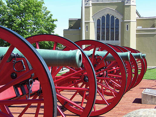 Wall Art featuring the photograph VMI Cannons - Side View by Deb Beausoleil