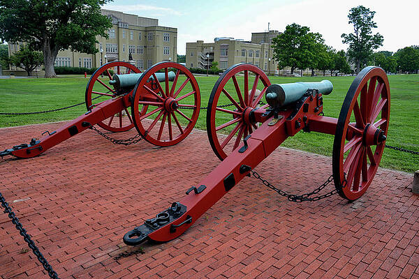Wall Art featuring the photograph VMI - Cannons X 2 by Deb Beausoleil