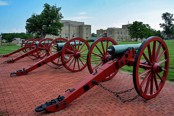 Wall Art featuring the photograph VMI - Cannons X 4 by Deb Beausoleil