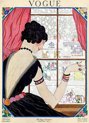 Vogue Cover Woman with Snowy Window Painting
