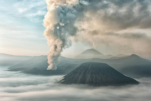Volcano Eruption at Dawn Photograph