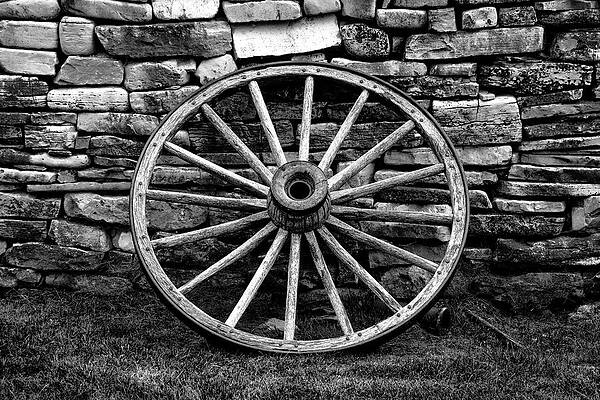 Michigan Photograph - Wagon Wheel And Stone by Vi Ray