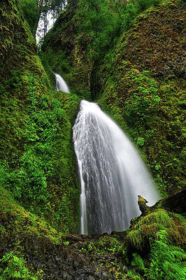 Moody Photograph - Wahkeena Falls Side View 2, Oregon by Abbie Warnock