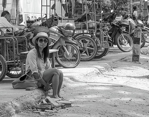 Photograph - Waif - Poor Destitute Girl Waiting For A Lift Sitting In The Gut by Jeremy Holton