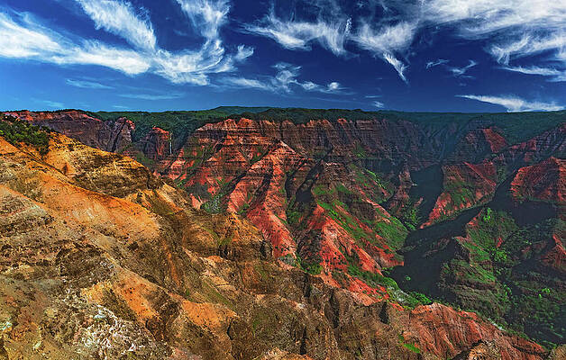 Paradise Photograph - Waimea Canyon Blue Sky Vista - Kauai, Hawaii by Abbie Warnock