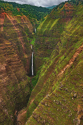 Canyon Photograph - Waimea Canyon Waterfall 2, Kauai, Hawaii by Abbie Warnock