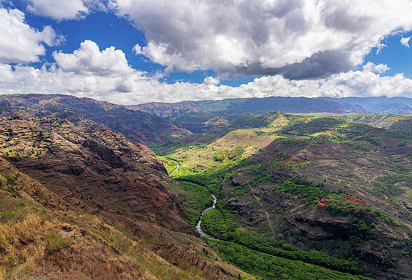 Wall Art featuring the photograph Waimea River In Lower Valley Of Famous Waimea Canyon Kauai by Steven Heap