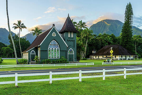 Wall Art featuring the photograph Waioli Huiia Church Stands In Hanalei, Kauai At Sunrise by Steven Heap