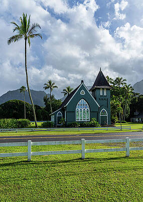 Wall Art featuring the photograph Waioli Huiia Church Stands In Hanalei, Kauai, With The Majestic by Steven Heap