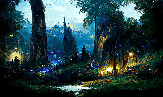 Mysterious Painting - Walking Into The Forest Of Elves, 04 by AM FineArtPrints