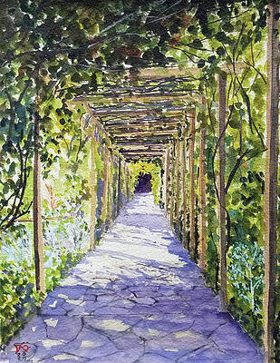 Wall Art featuring the painting Walkway Pergola In Culpeper Community Gardens Islington London by Francisco Gutierrez