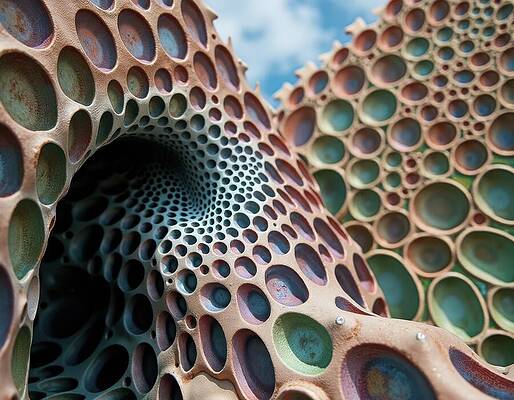 Organic Wall Art featuring the digital art Wall With Structural Holes by Eris And AI