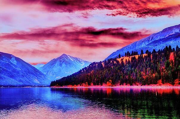 Colorful Wall Art featuring the digital art Wallowa Lake In Oregon by Bruce Block