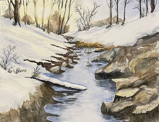 Tree Wall Art featuring the painting Winter Sun Warms The Day by Judy Strickland