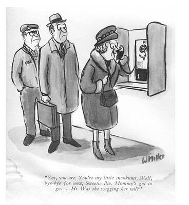 Lover Drawing - Was She Wagging Her Tail? by Warren Miller