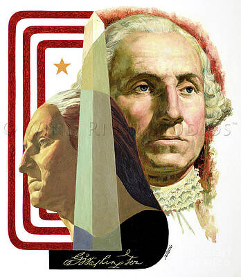 Historical Figures Painting - Washington Monument And George Washington by Shannon Stirnweis