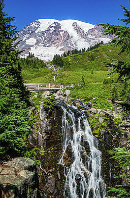 Nature Wall Art featuring the photograph Washington Waterfall Mt Rainier by Tommy Farnsworth
