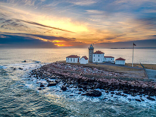 Wall Art featuring the photograph Watch Hill Lighthouse Feb2024 by Veterans Aerial Media LLC