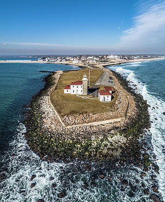 Wall Art featuring the photograph Watch Hill Lighthouse by Veterans Aerial Media LLC