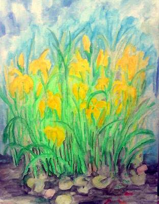 Flower Wall Art featuring the painting Water Irises by Stacey Torres