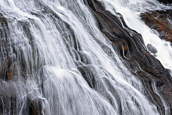 Textured Photograph - Water Over Rock -- Gibbon Falls In Yellowstone National Park, Wyoming by Darin Volpe