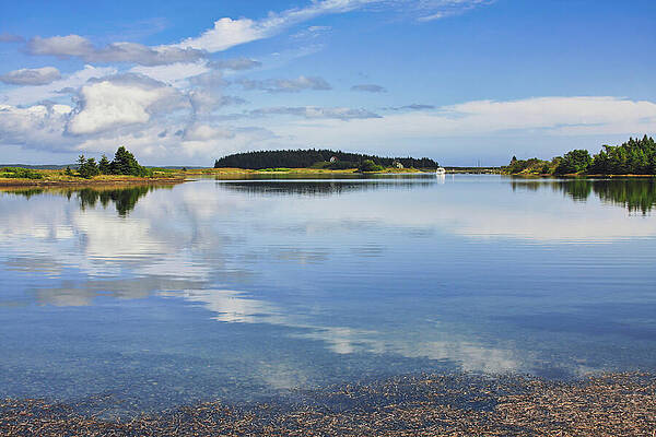Serene Photograph - Water, Sky And Land Reflections Gabarus, Nova Scotia by Tatiana Travelways