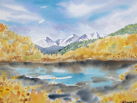 Scenic Mountain Lake in Autumn Painting