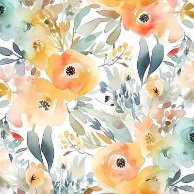 Artistic Digital Art - Watercolor Floral Pattern In Spring Colors by Andre Petrov