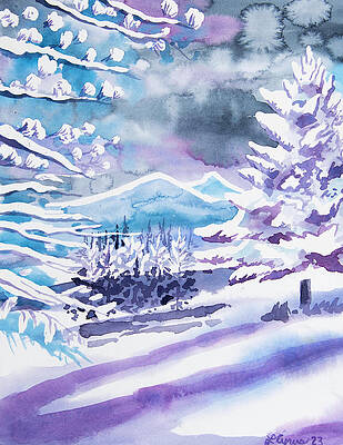 Painting - Watercolor - Winter In The Foothills by Cascade Colors