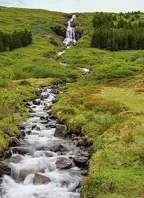 Serene Mountain Waterfall Wall Art