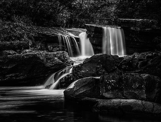 Fall Wall Art featuring the photograph Waterfall On Deckers Creek In Black And White by Steven Heap