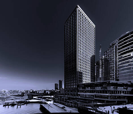 British Columbia Photograph - Waterfront Vancouver Canada Black And White 0165-300 by Neptune Images