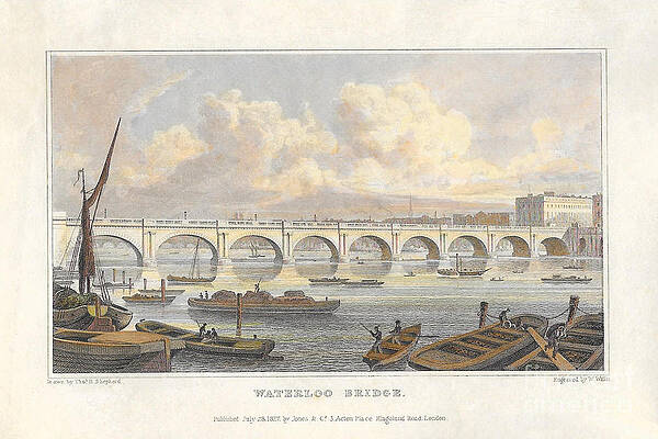London Wall Art featuring the mixed media Waterloo Bridge Gravure by Antonios Valamontes
